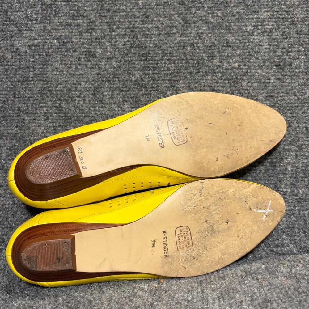 Vintage 80s Calico Yellow Leather Ballet Flats Womens 7 Brazil Perforated - Picture 7 of 9